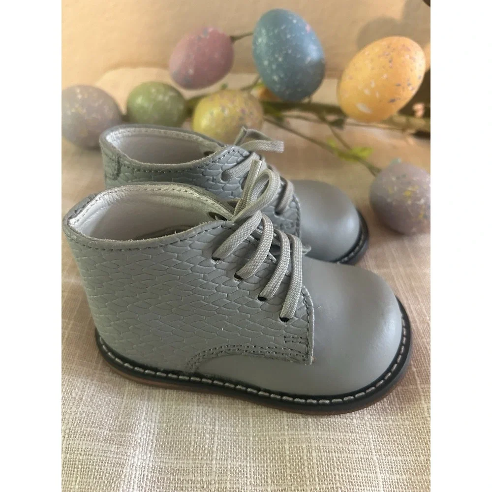 Cute! JOSMO Walker Unisex Baby Walking Shoes Size 3.5 Genuine Leather Gray